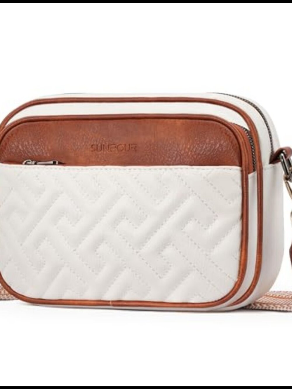 Quilted Vegan Leather Small Crossbody Bag Multi-Pocket RFID Purse